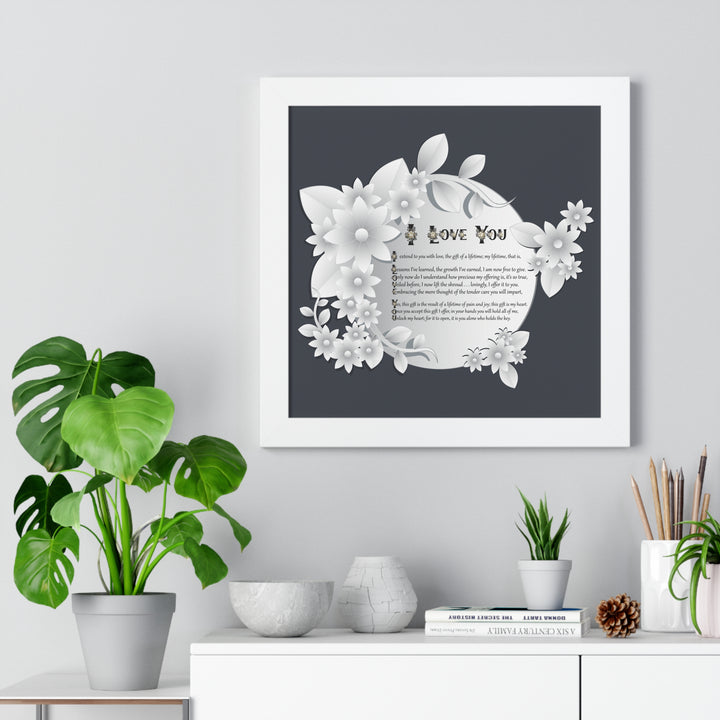It's Just a Phrase "I Love You" Framed Acrostic Poem Print- Floral
