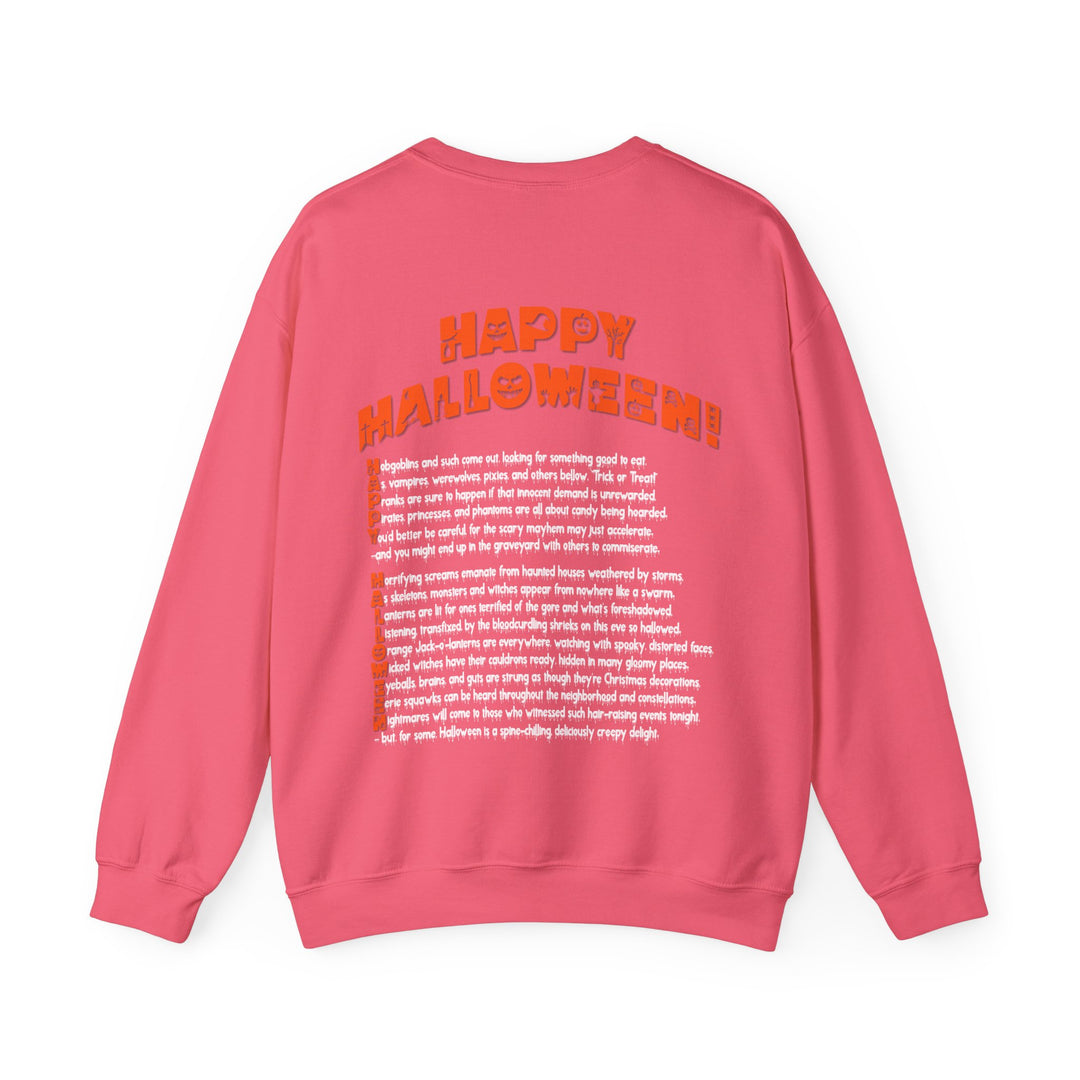 Happy Halloween Acrostic Poem  Sweatshirt - Creepy Black Pumpkin