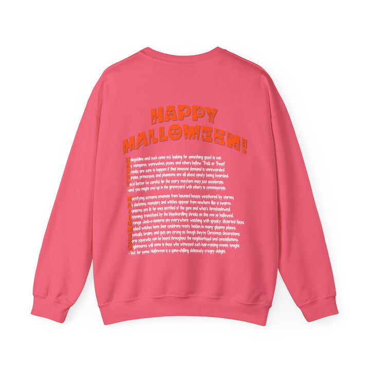Happy Halloween Acrostic Poem  Sweatshirt - Creepy Black Pumpkin
