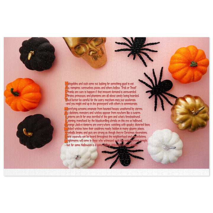 Happy Halloween Acrostic Poem Jigsaw Puzzle - Tin Box - Pumpkins and Spiders