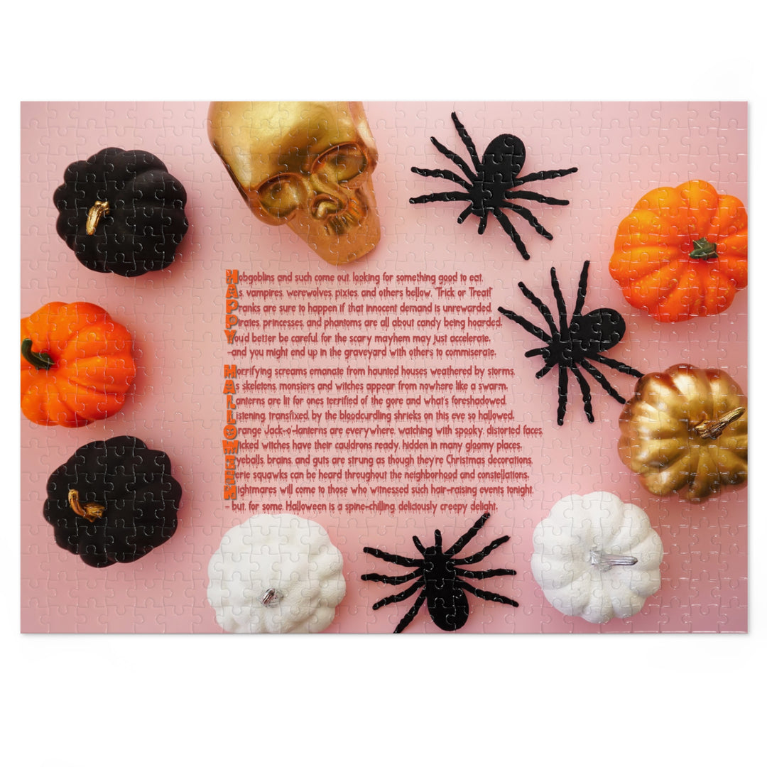 Happy Halloween Acrostic Poem Jigsaw Puzzle - Tin Box - Pumpkins and Spiders