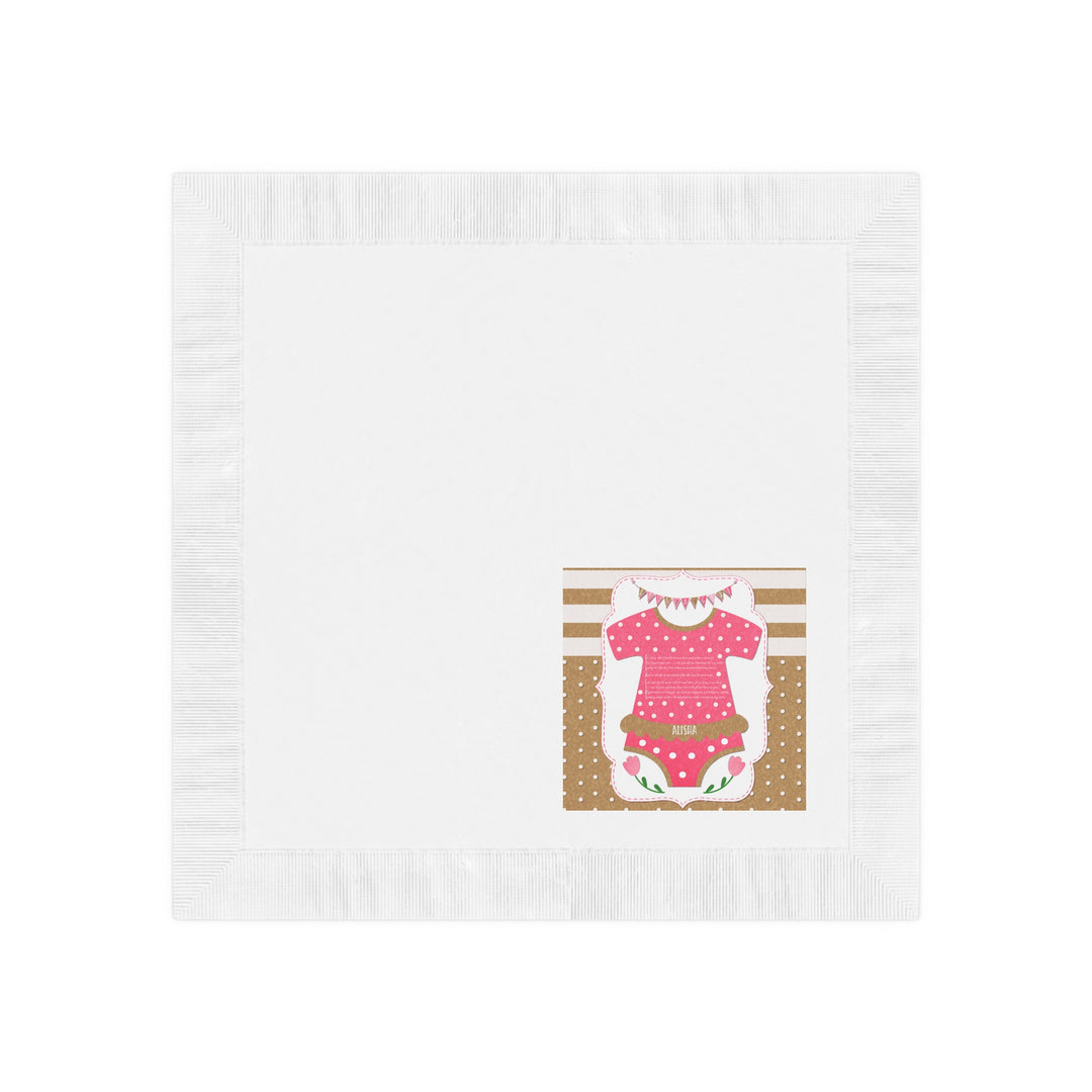 It's a Girl Baby Shower Coined Napkins - Cute Baby Bodysuit - Personalized