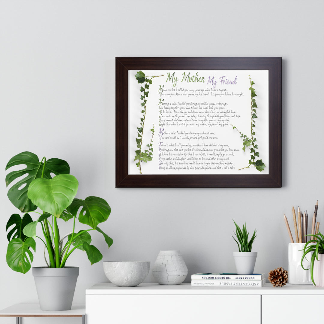 It's Just a Phrase "My Mother, My Friend" Framed Acrostic Poem Print