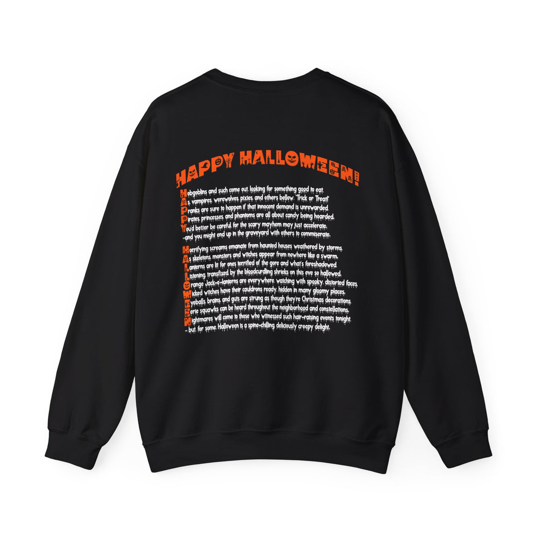Happy Halloween Acrostic Poem Sweatshirt  - Creepy Modern Witch
