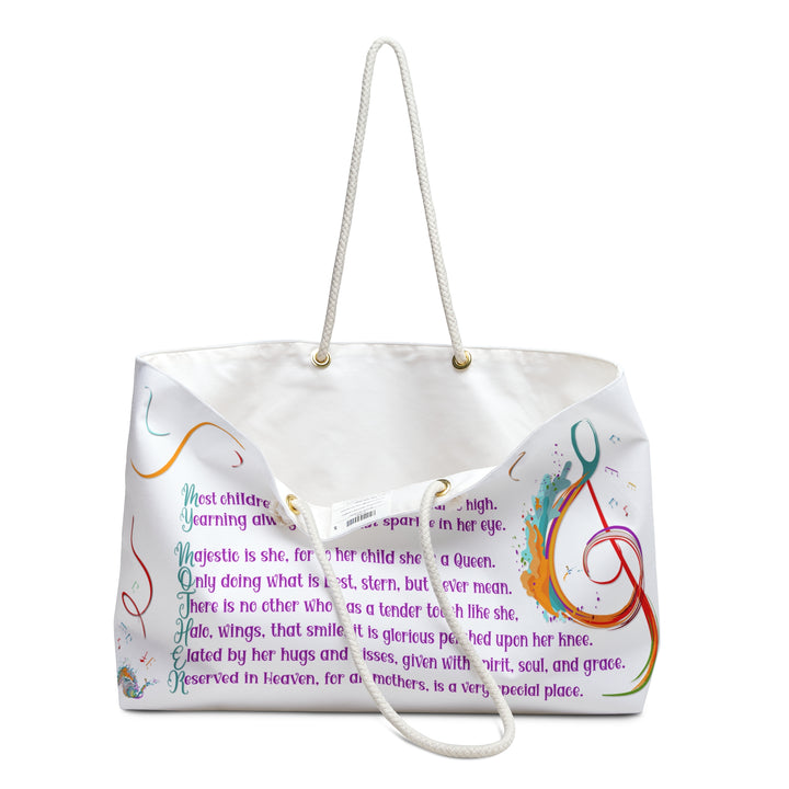 My Mother Acrostic Poem Weekender Tote - Musical Note - Personalized
