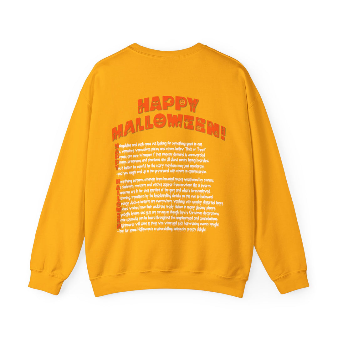 Happy Halloween Acrostic Poem  Sweatshirt - Creepy Black Pumpkin