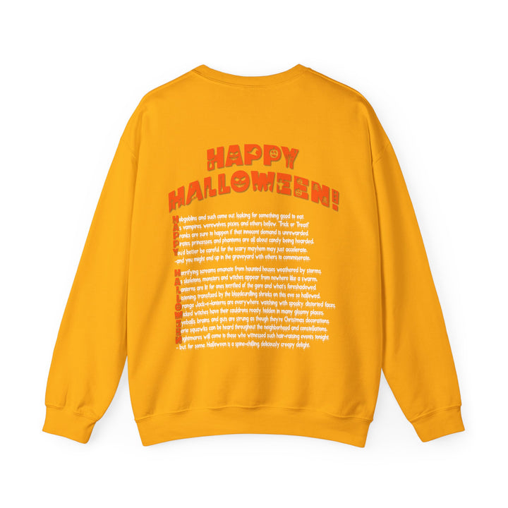 Happy Halloween Acrostic Poem  Sweatshirt - Creepy Black Pumpkin