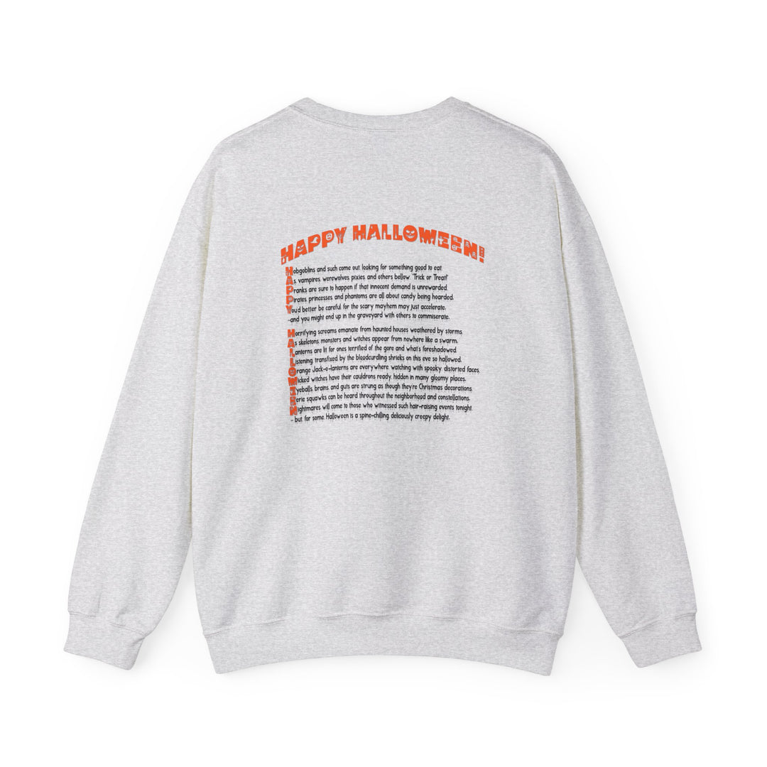 Happy Halloween Acrostic Poem Sweatshirt - Gnome with Pumpkin
