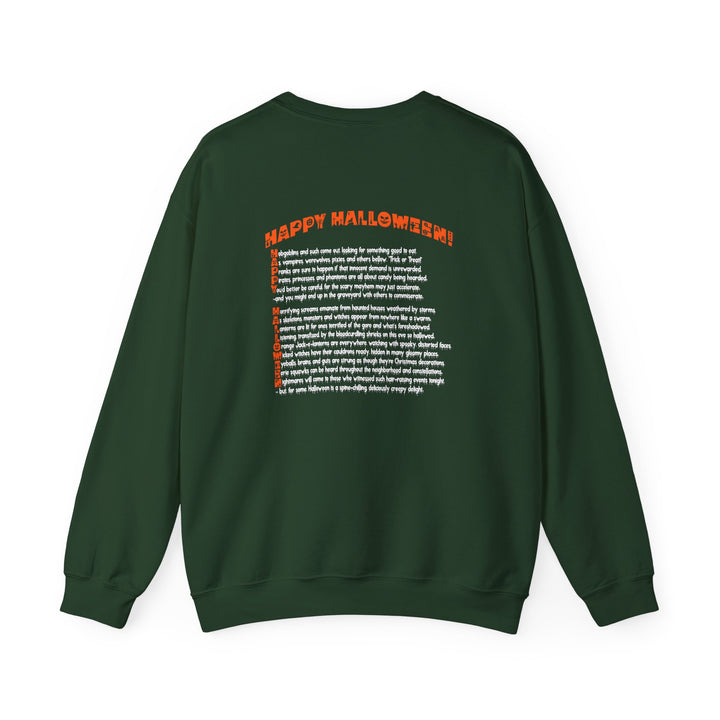 Happy Halloween Acrostic Poem Sweatshirt - Gnome with Pumpkin