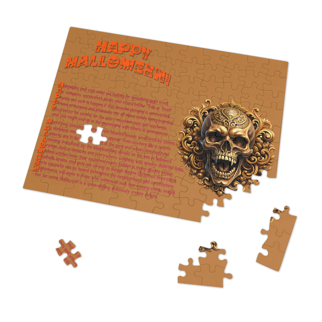 Happy Halloween Acrostic Poem Jigsaw Puzzle - Skull - Tin Box