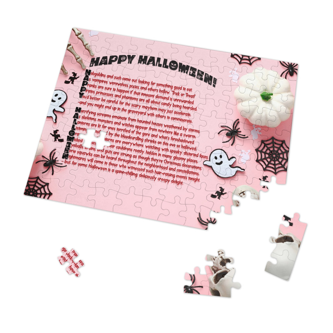 Happy Halloween Acrostic Poem Jigsaw Puzzle - Tin Box - Pink