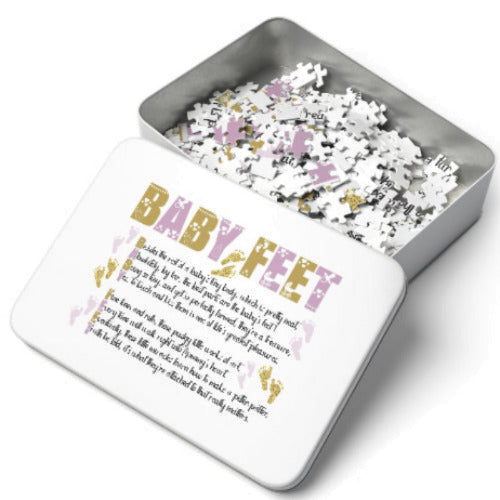 "Baby Feet" Acrostic Poem Jigsaw Puzzle - Pink and Gold - No Personalization