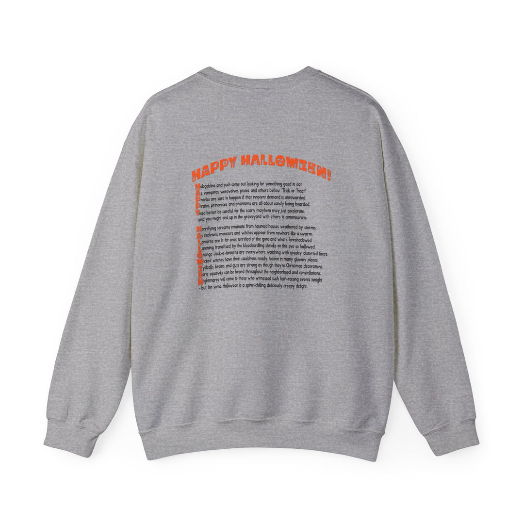 Happy Halloween Acrostic Poem Sweatshirt - Gnome with Pumpkin