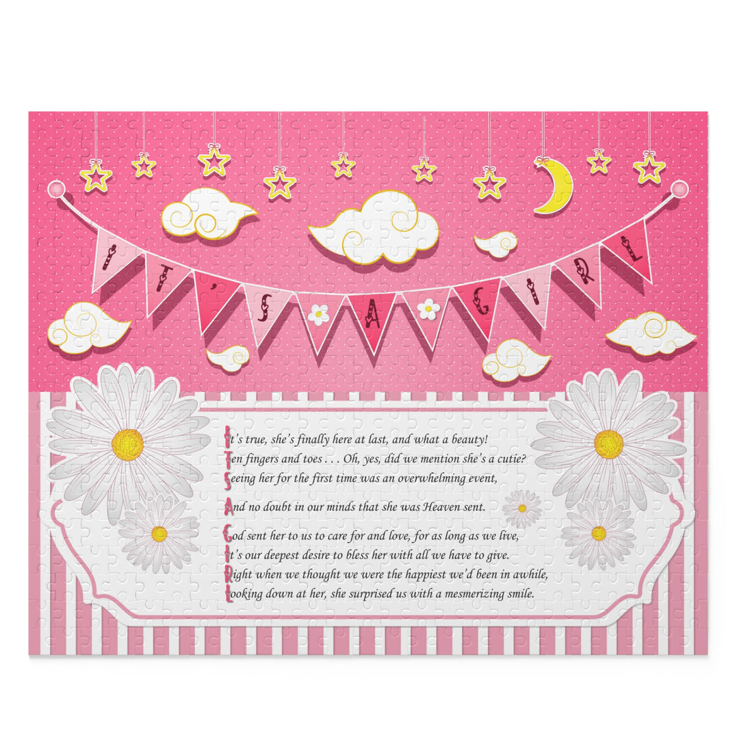 It's a Girl Acrostic Poem Puzzle - Stripes and Polka Dot Design - No Personalization