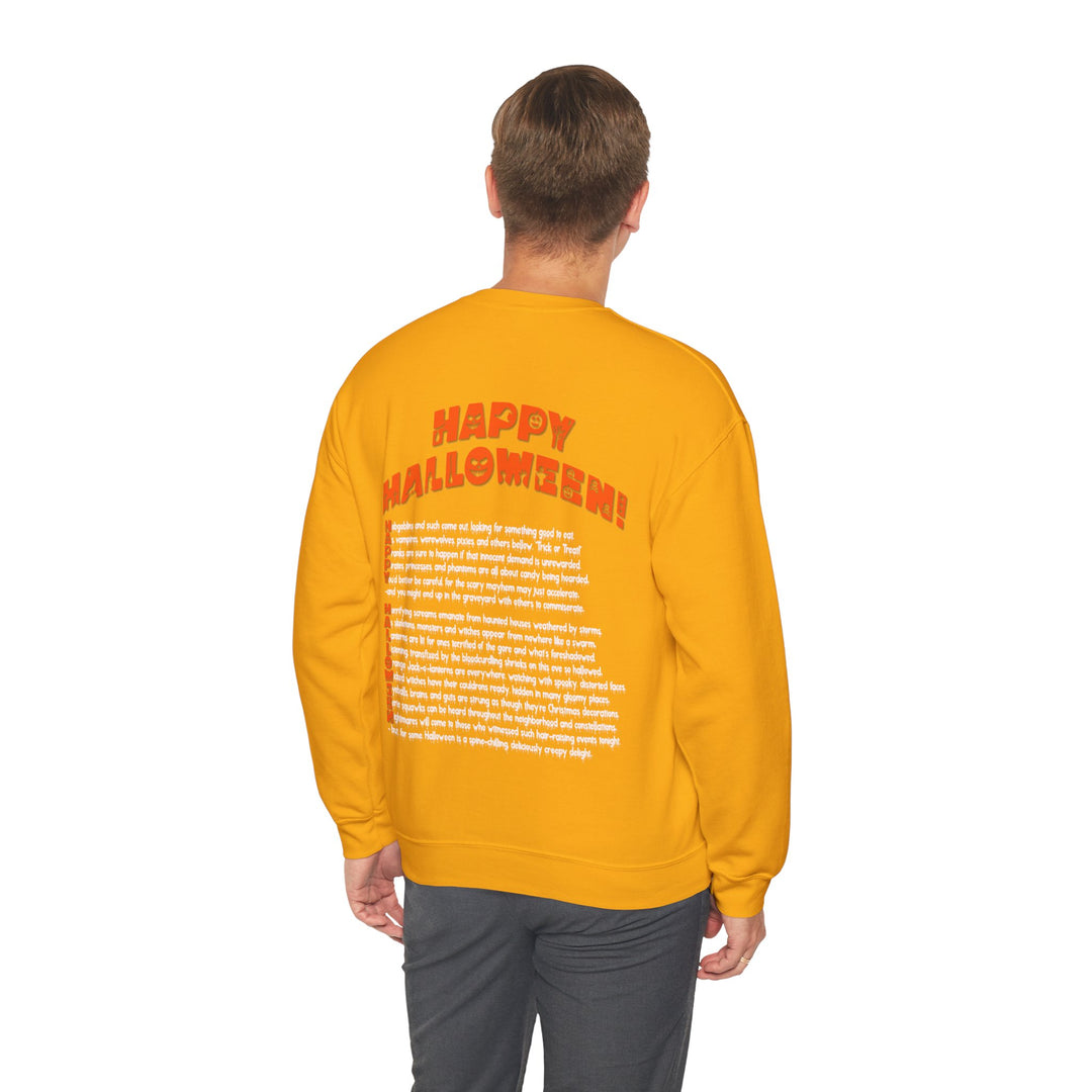 Happy Halloween Acrostic Poem  Sweatshirt - Creepy Black Pumpkin
