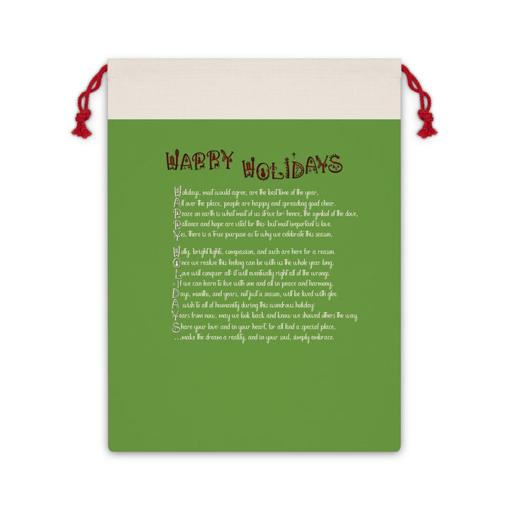 Happy Holidays Acrostic Poem Gift Bag Green