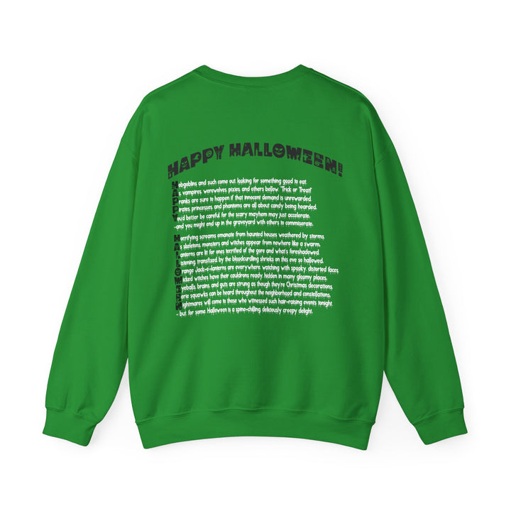 Happy Halloween Acrostic Poem Sweatshirt - Creepy Pink
