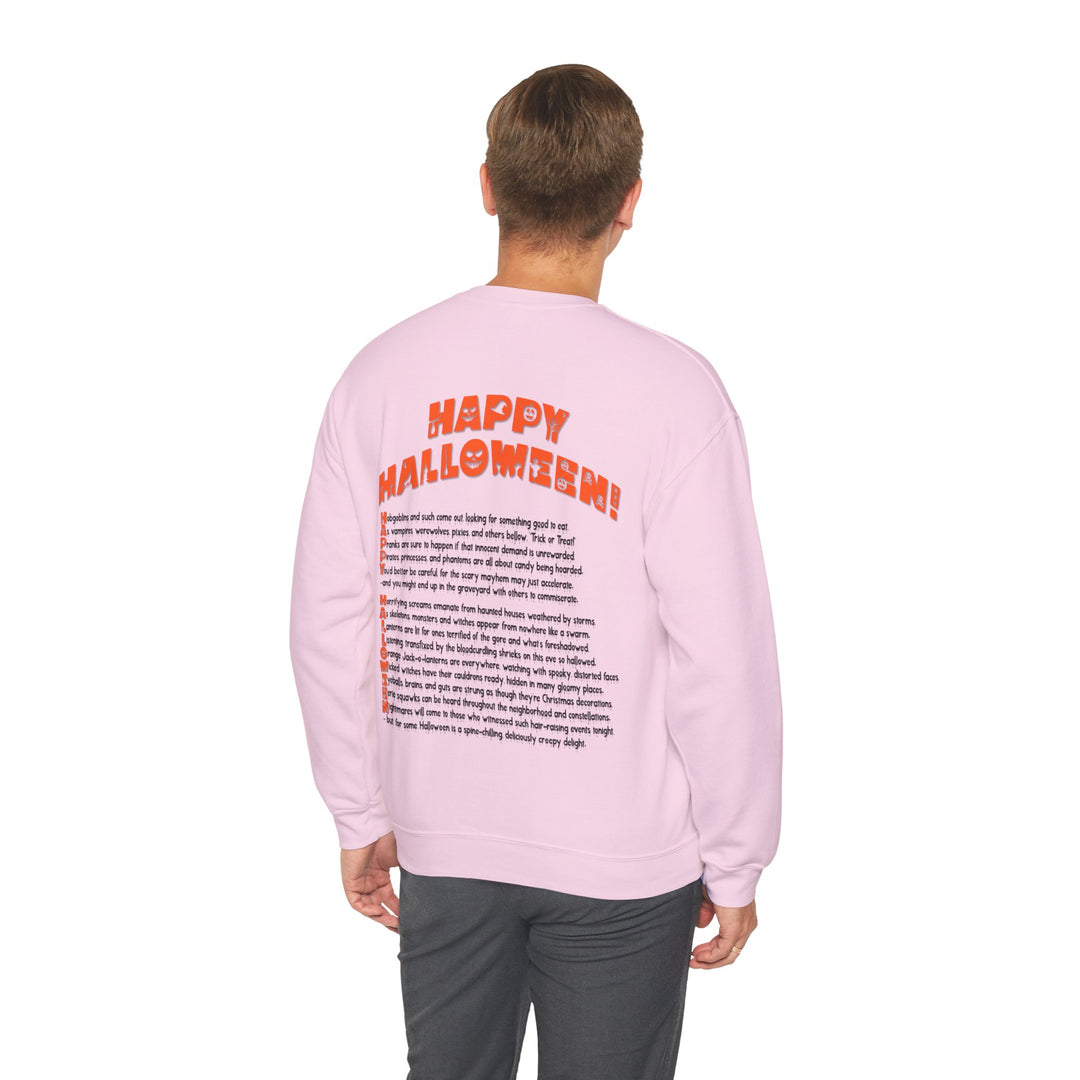 Happy Halloween Acrostic Poem  Sweatshirt - Creepy Black Pumpkin