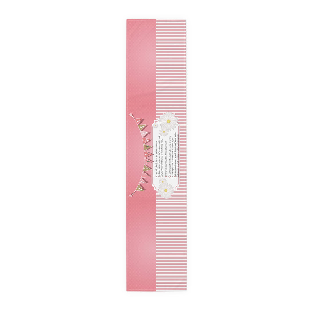 It’s a Girl Table Runner - Pink-White Stripes - No Personalization