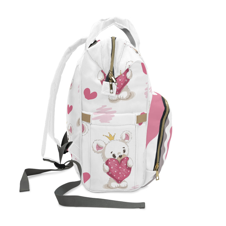 It’s a Girl Acrostic Poem Multifunctional Diaper Backpack - Teddy Bear and Hearts - No Personalization