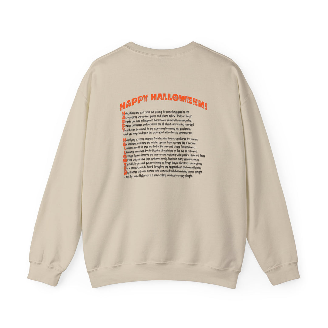 Happy Halloween Acrostic Poem Sweatshirt - Creepy Pumpkin