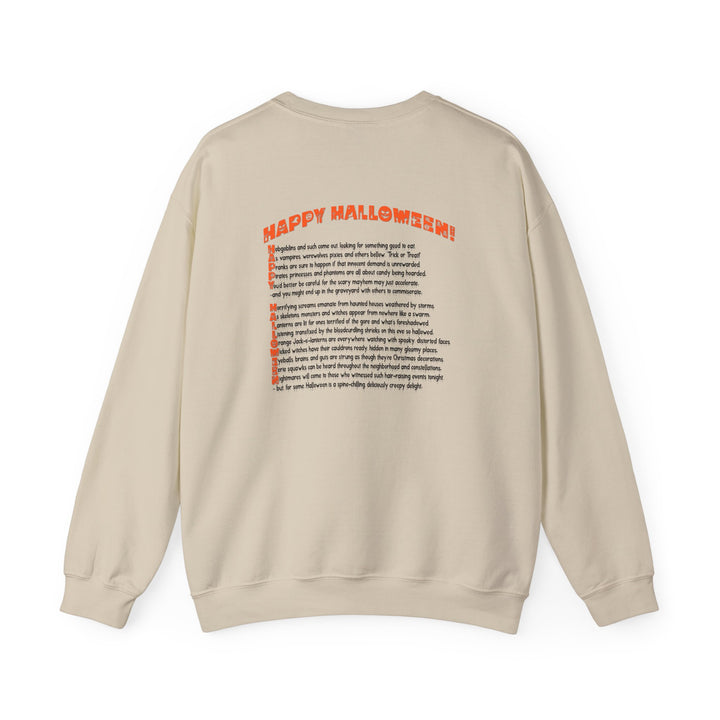 Happy Halloween Acrostic Poem Sweatshirt - Creepy Pumpkin