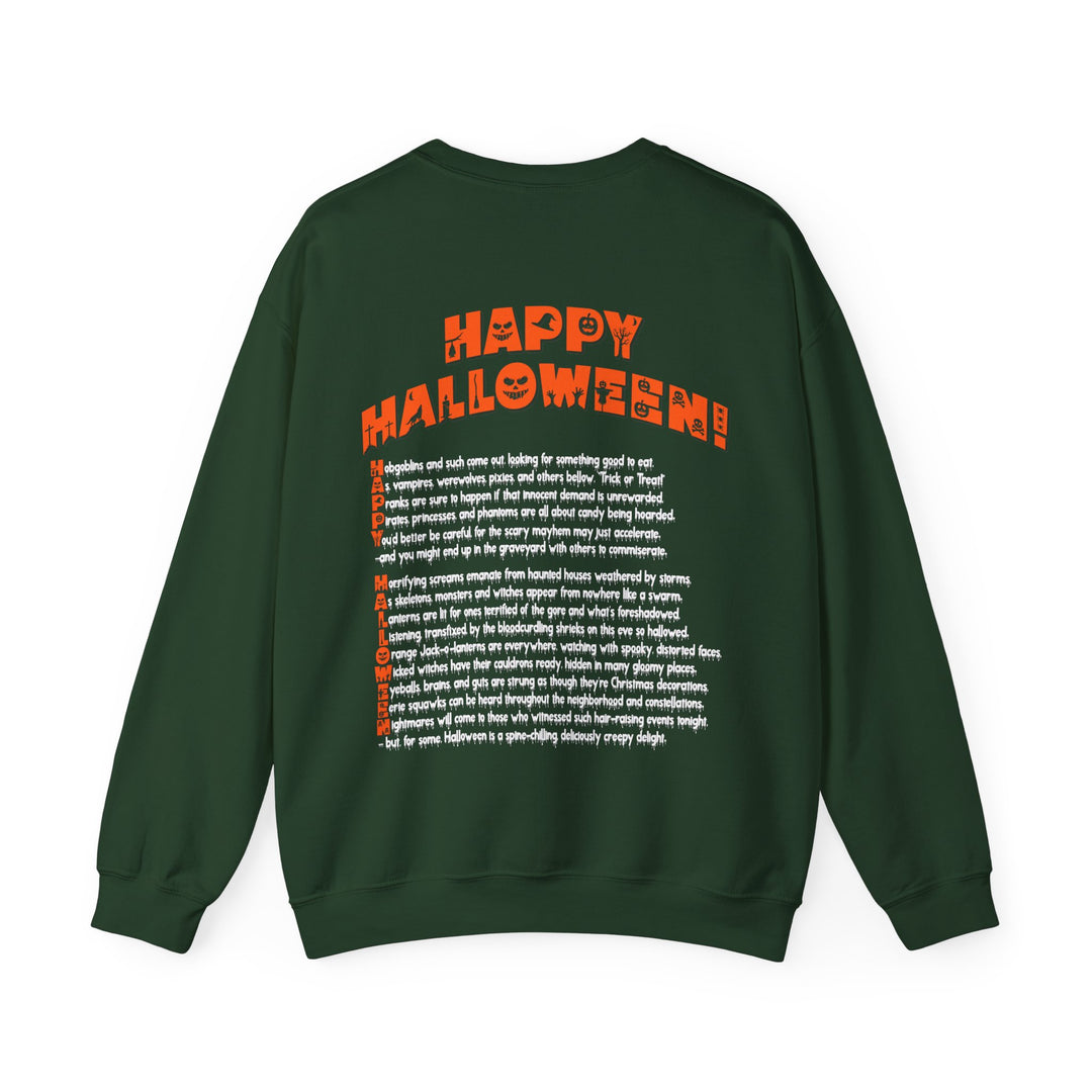 Happy Halloween Acrostic Poem  Sweatshirt - Creepy Black Pumpkin