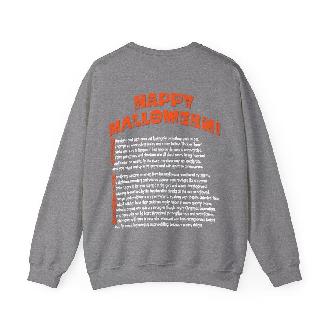 Happy Halloween Acrostic Poem  Sweatshirt - Creepy Black Pumpkin