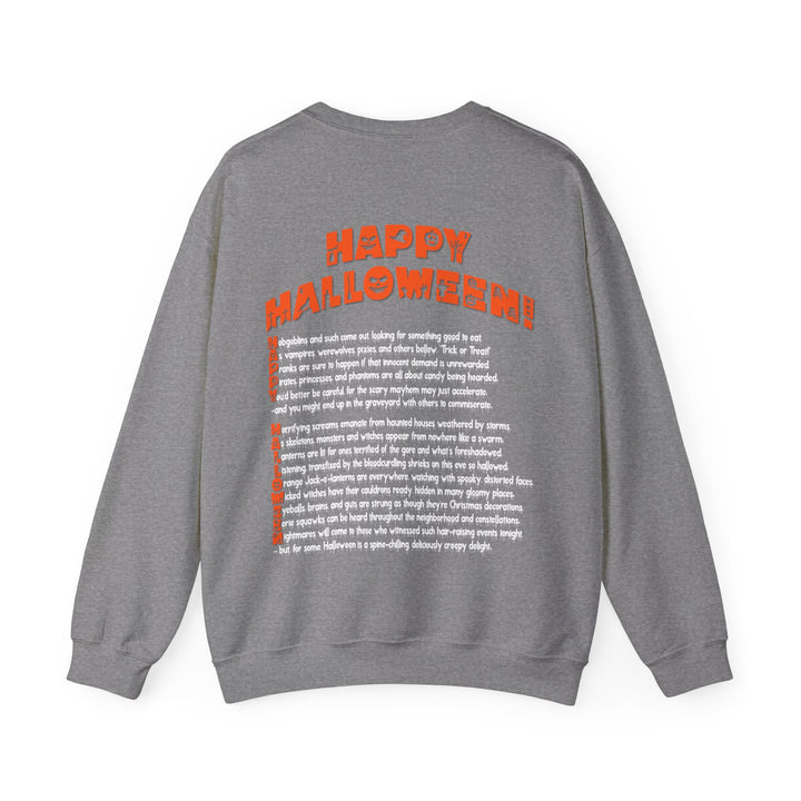 Happy Halloween Acrostic Poem  Sweatshirt - Creepy Black Pumpkin