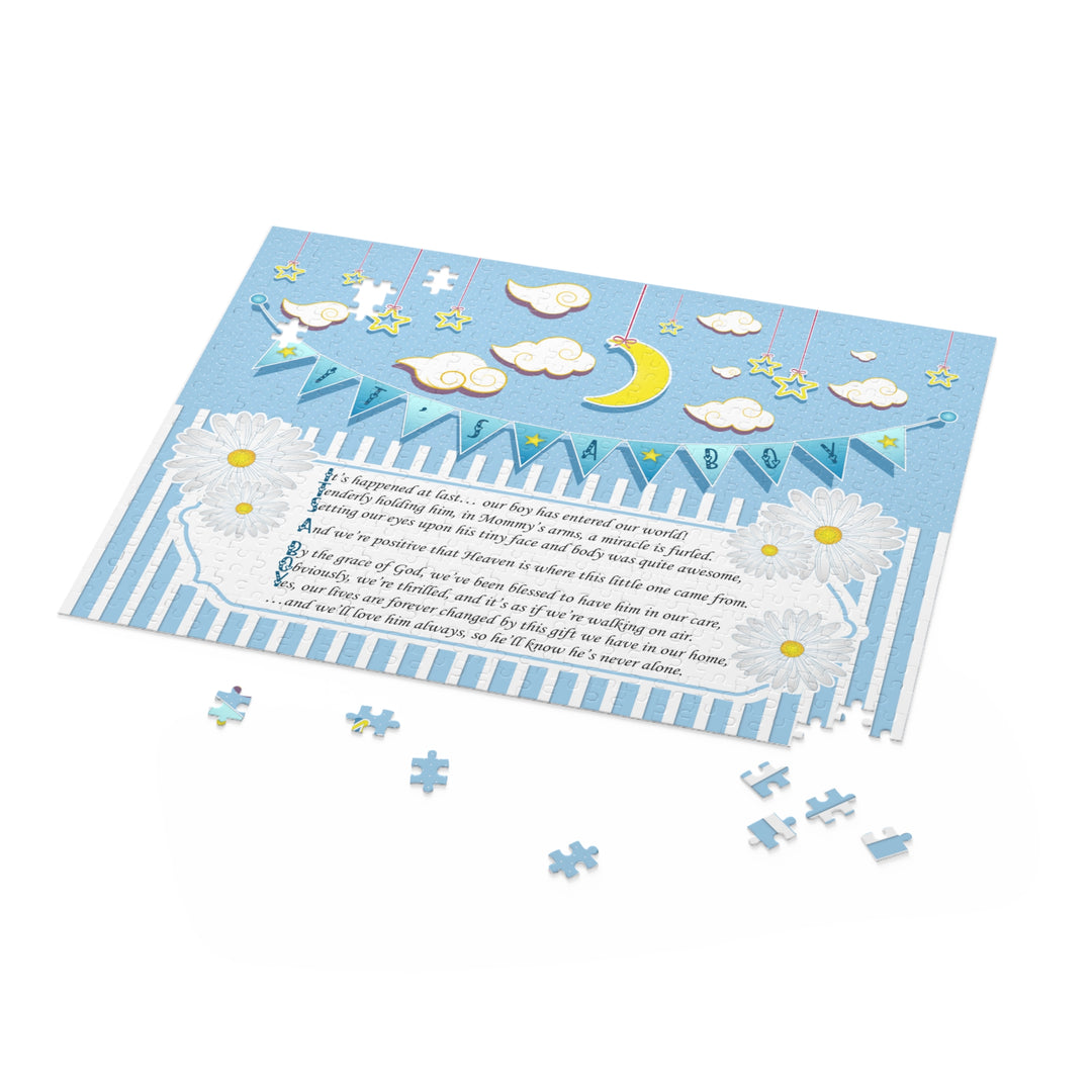 It's a Boy Acrostic Poem Puzzle - Blue-White Stripes - No Personalization