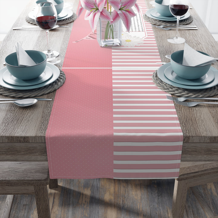 It’s a Girl Table Runner - Pink-White Stripes - No Personalization