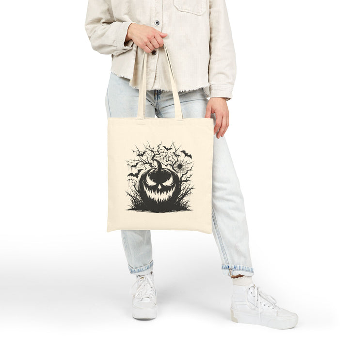 Happy Halloween Acrostic Poem Canvas Candy Tote Bag - Spooky Pumpkin - No Personalization