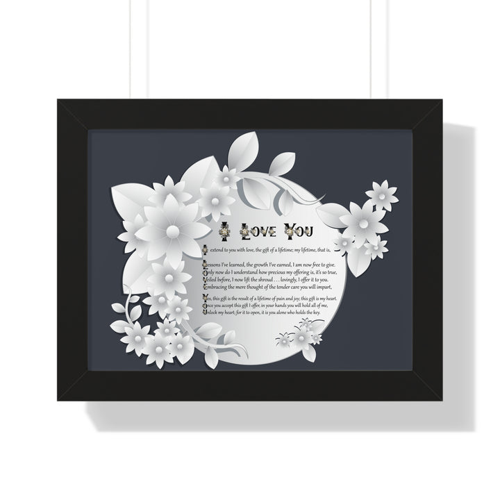 It's Just a Phrase "I Love You" Framed Acrostic Poem Print- Floral