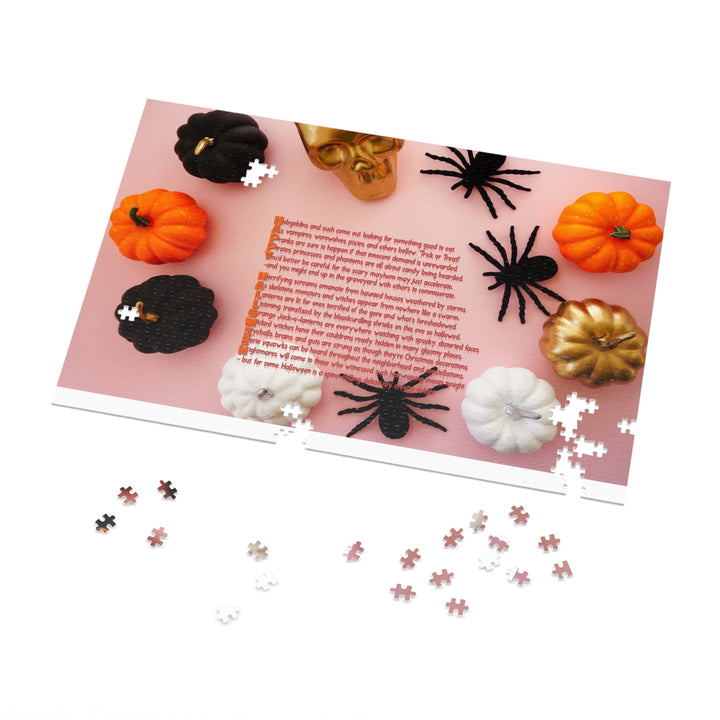 Happy Halloween Acrostic Poem Jigsaw Puzzle - Tin Box - Pumpkins and Spiders