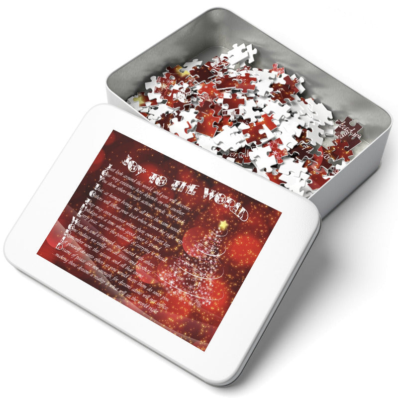 Joy to the World Acrostic Poem Jigsaw Puzzle - Swirl- Tin Box