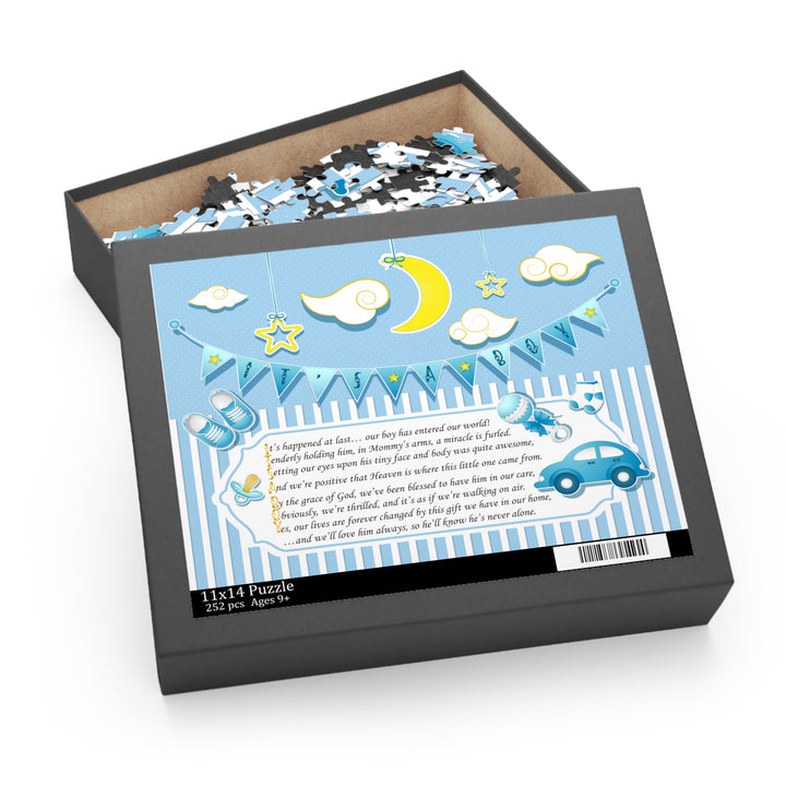 It's a Boy Acrostic Poem Puzzle - Blue-White Stripes - No Personalization