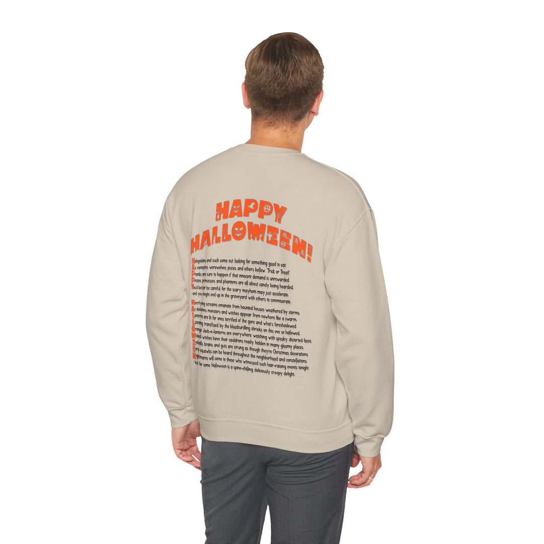 Happy Halloween Acrostic Poem  Sweatshirt - Creepy Black Pumpkin