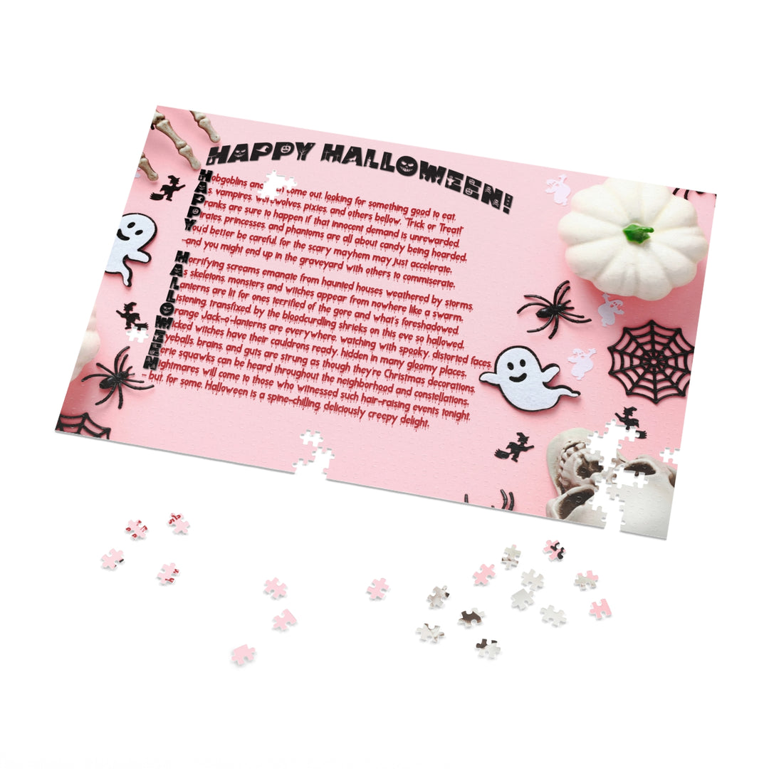 Happy Halloween Acrostic Poem Jigsaw Puzzle - Tin Box - Pink