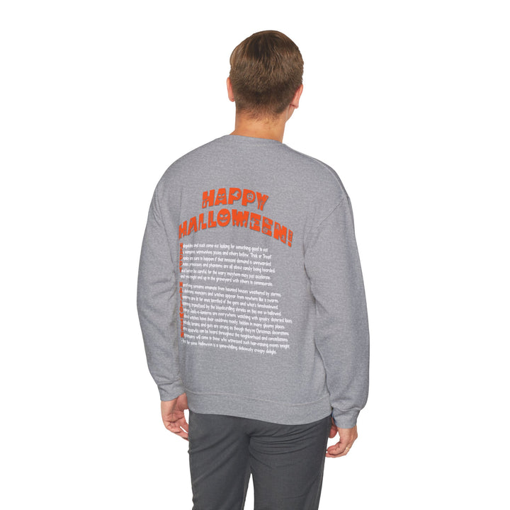Happy Halloween Acrostic Poem  Sweatshirt - Creepy Black Pumpkin