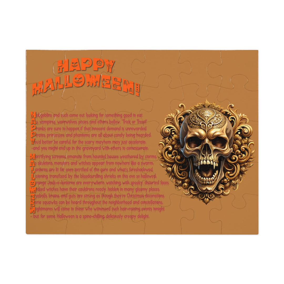 Happy Halloween Acrostic Poem Jigsaw Puzzle - Skull - Tin Box