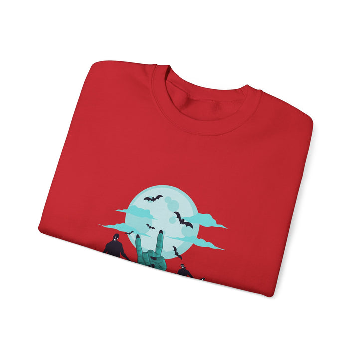Happy Halloween Acrostic Poem Sweatshirt - Zombie "Rock On" Hand and Zombies