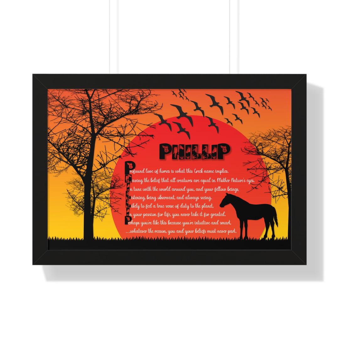 Namesakes Framed Acrostic Poem Print - Horse