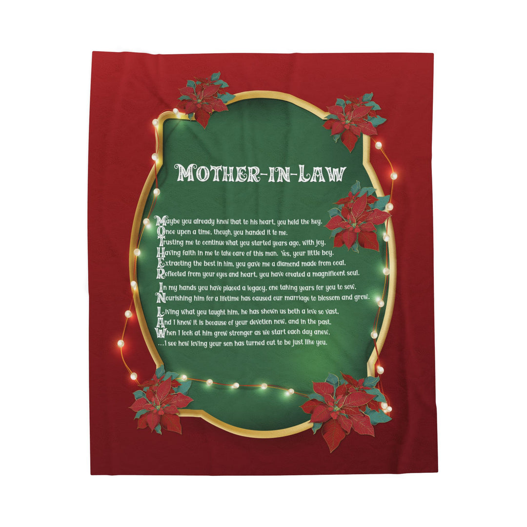 Mother-in-Law Acrostic Poem Velveteen Plush Blanket - Poinsettias