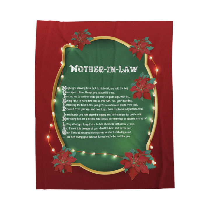 Mother-in-Law Acrostic Poem Velveteen Plush Blanket - Poinsettias
