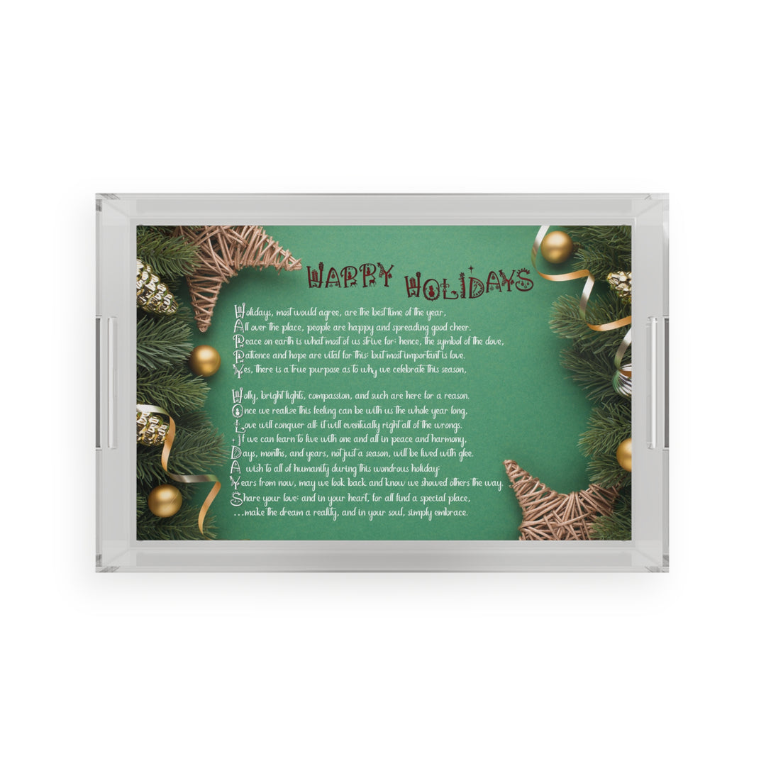 Happy Holidays Acrostic Poem Acrylic Serving Tray