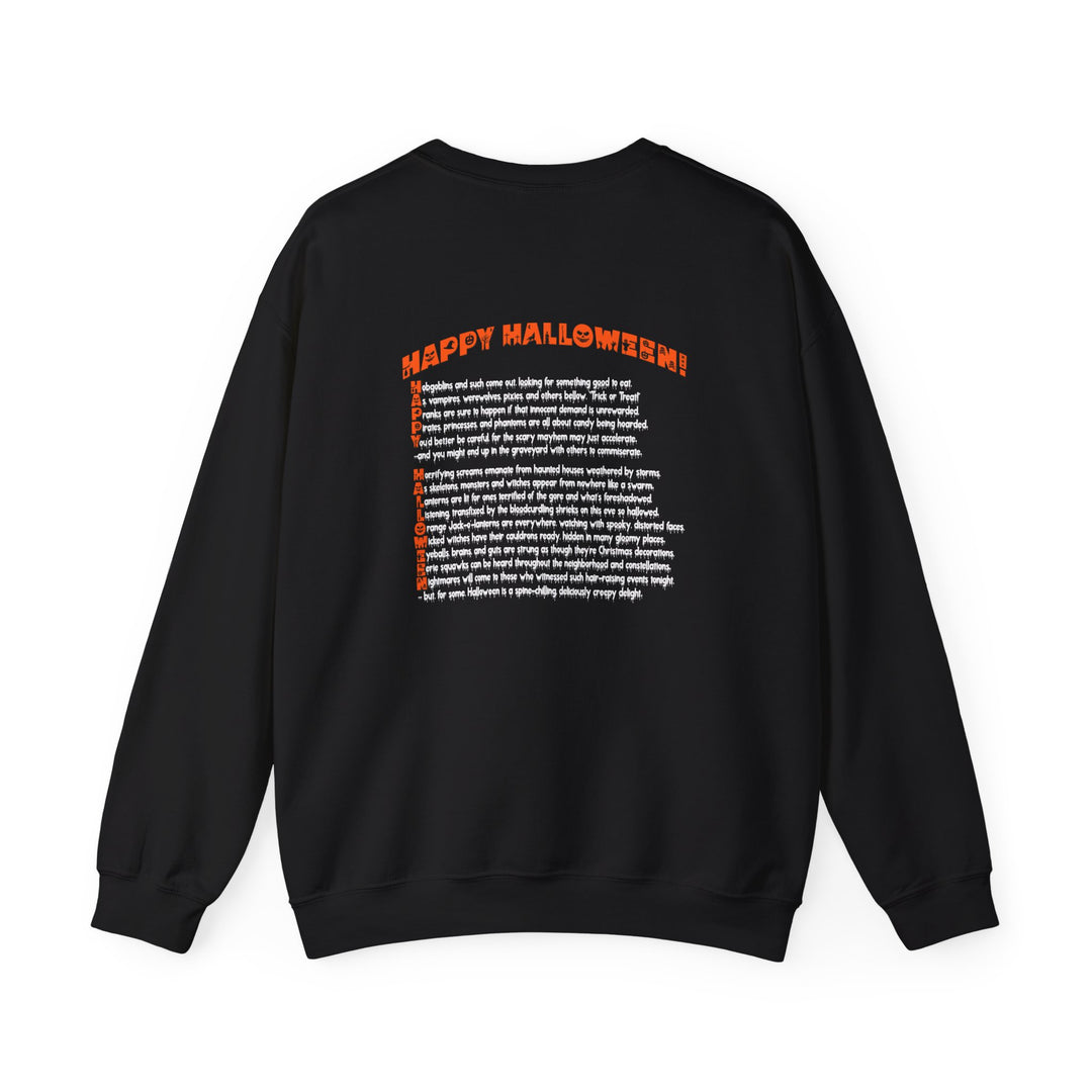 Happy Halloween Acrostic Poem Sweatshirt - Creepy Pumpkin