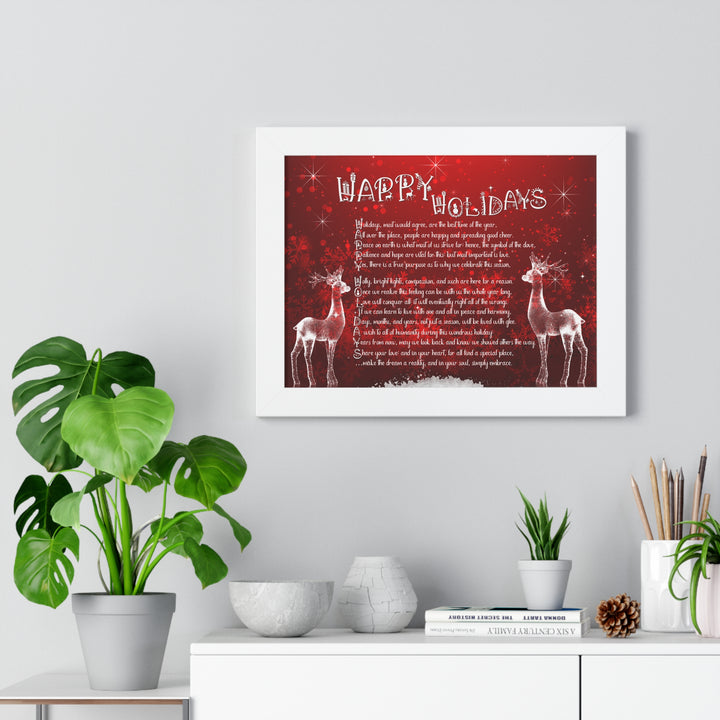 It's Just a Phrase "Happy Holidays" Framed Horizontal Acrostic Poem Poster