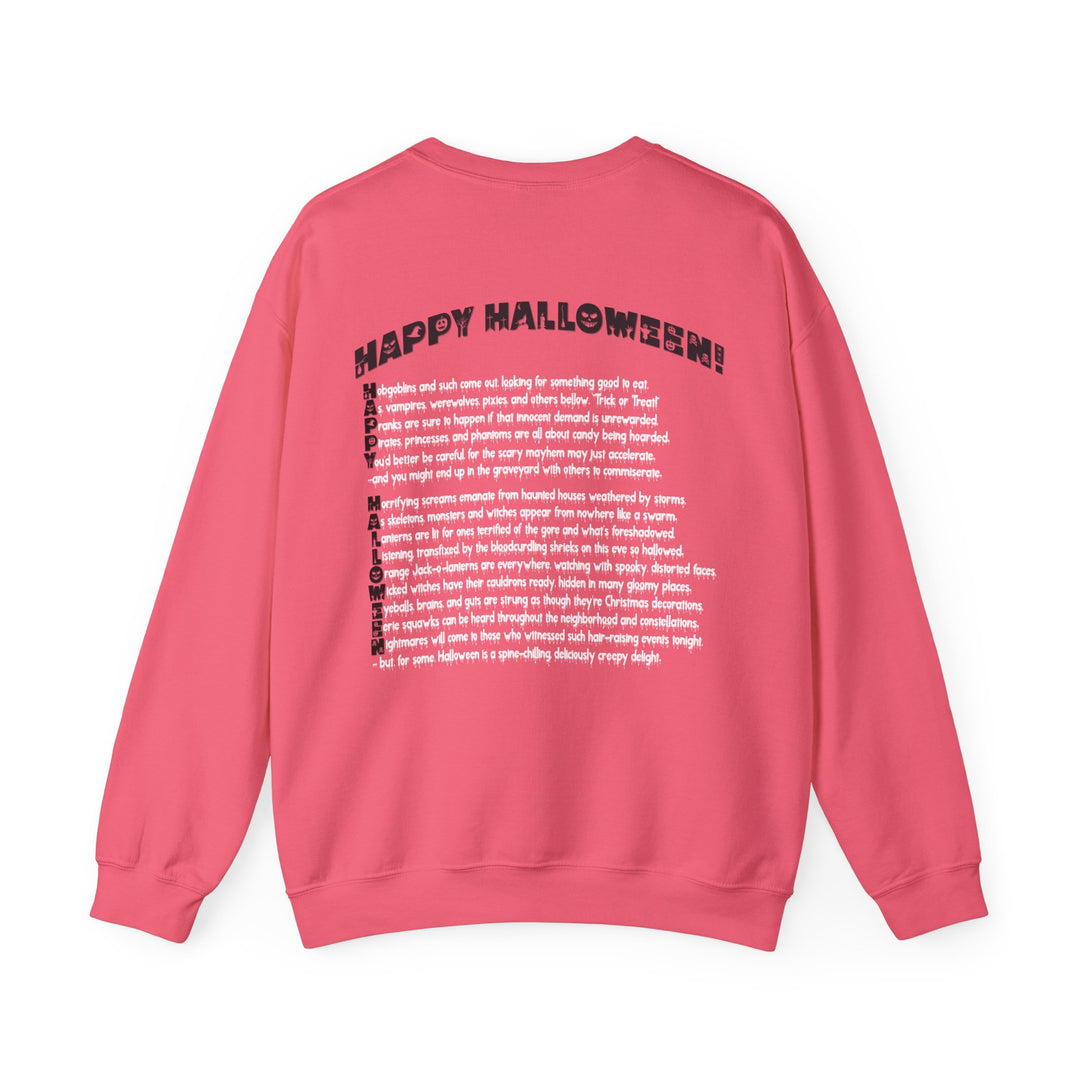 Happy Halloween Acrostic Poem Sweatshirt - Creepy Pink