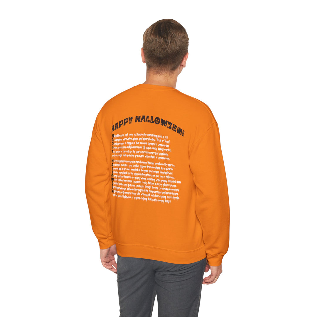 Happy Halloween Acrostic Poem  Sweatshirt - Creepy Black Pumpkin