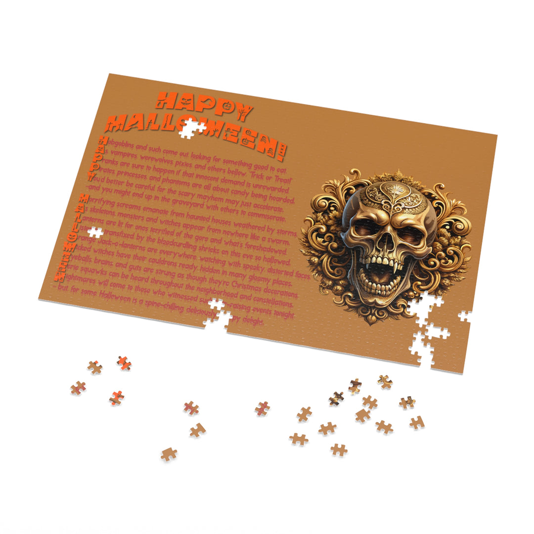 Happy Halloween Acrostic Poem Jigsaw Puzzle - Skull - Tin Box